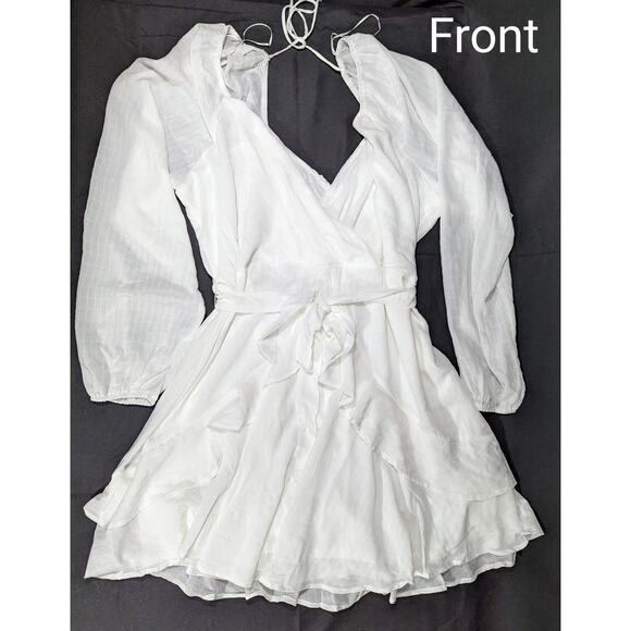 Hannah Textured Front Tie Mini Dress Women's 3x White NWT - Picture 6 of 11